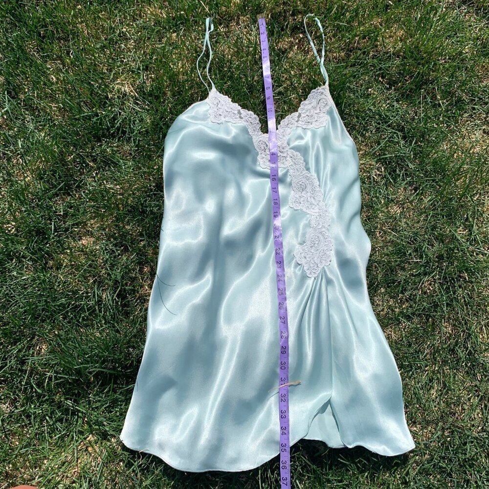 Vintage Y2K Linda Slip Dress Silky Satin Lace Trim Nightie Boho Short Lingerie - Picture 12 of 16